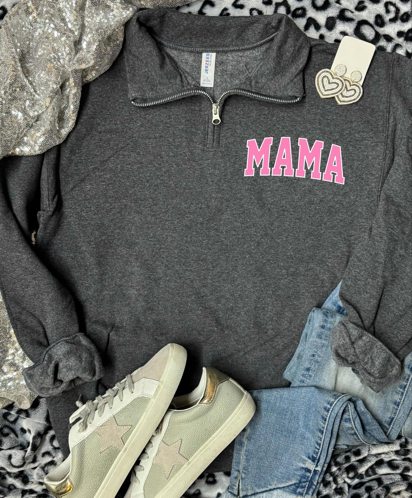 *DTF CUSTOM* Two Toned Custom Name Dark Grey 1/4 Zip Sweatshirt