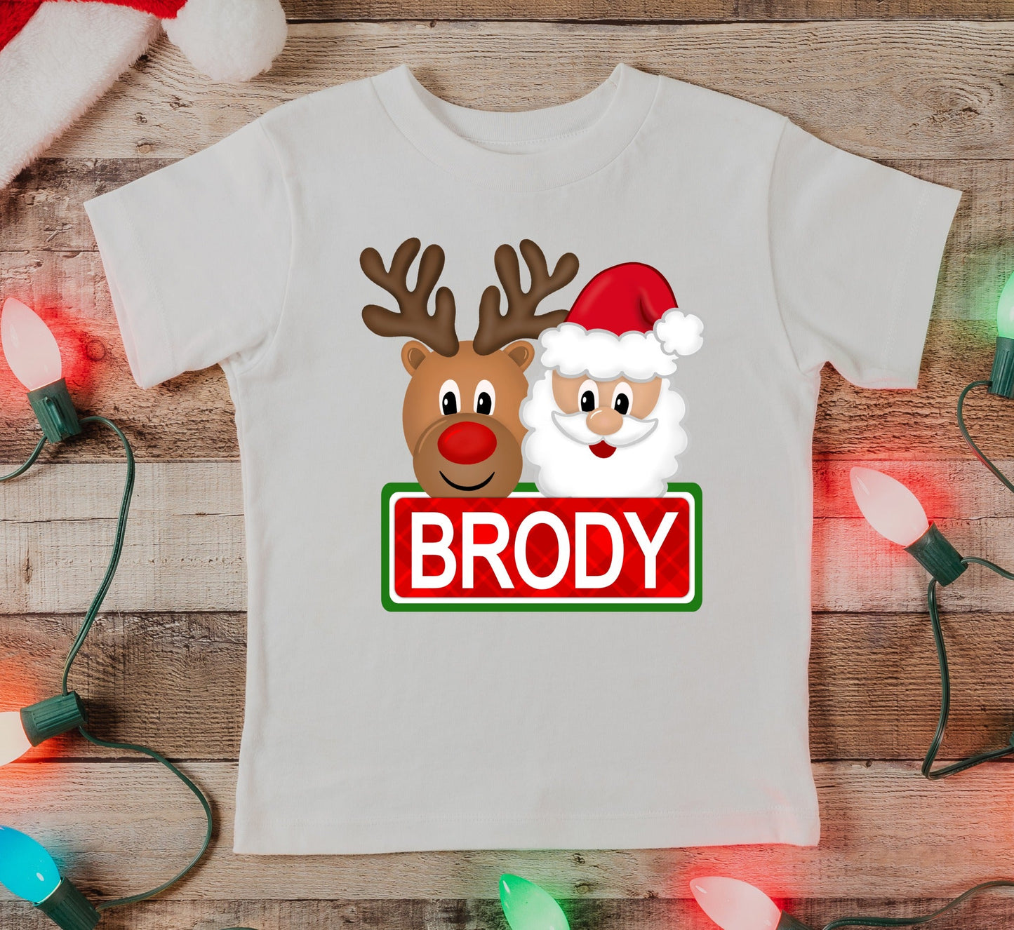 *DTF* Reindeer Custom Names Tan Tee