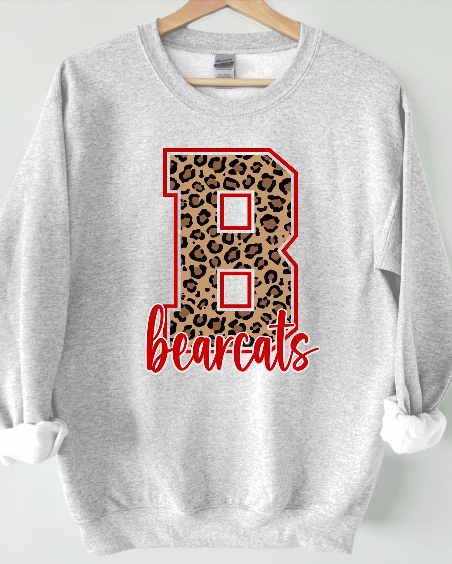 Leopard Single Letter Spirit Ash Grey Sweatshirt