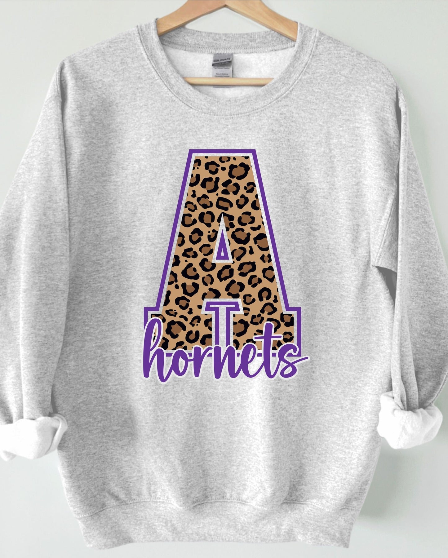 Leopard Single Letter Spirit Ash Grey Sweatshirt