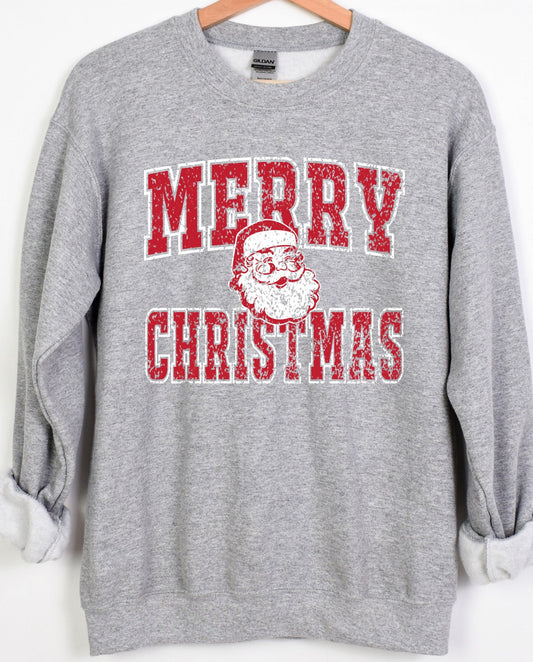 *DTF* Merry Christmas Santa Distressed Sport Grey Sweatshirt