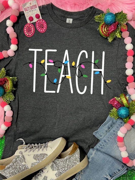 *DTF* Teach Tangled Lights Dark GreyTee