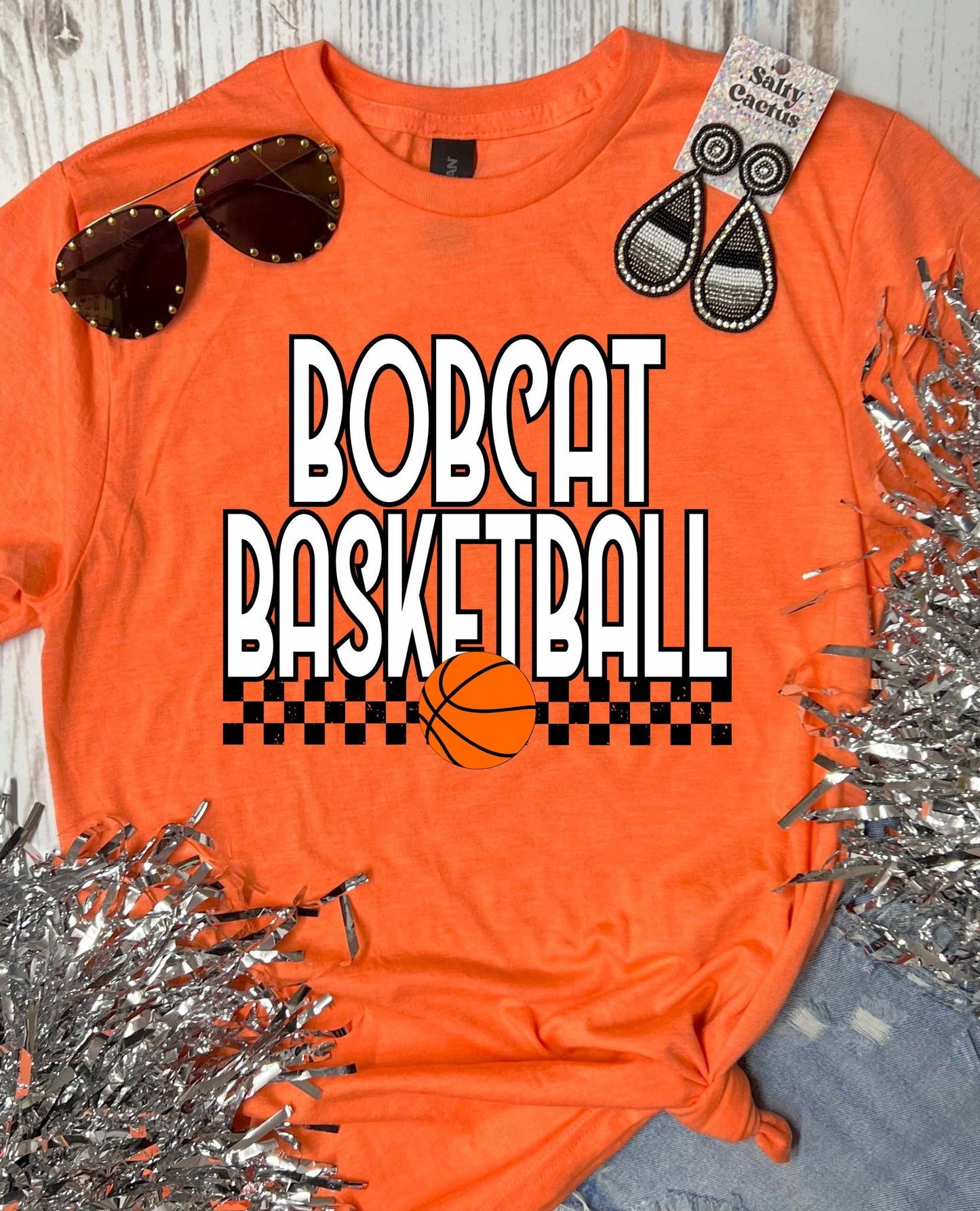 *DTF* Basketball Checkered Mascot Spirit Short Sleeve Tee