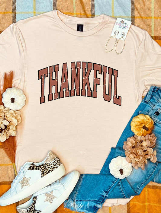 Brown Thankful Peach Tee