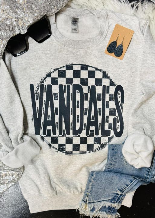 Round Checkered Spirit Ash Grey Sweatshirt