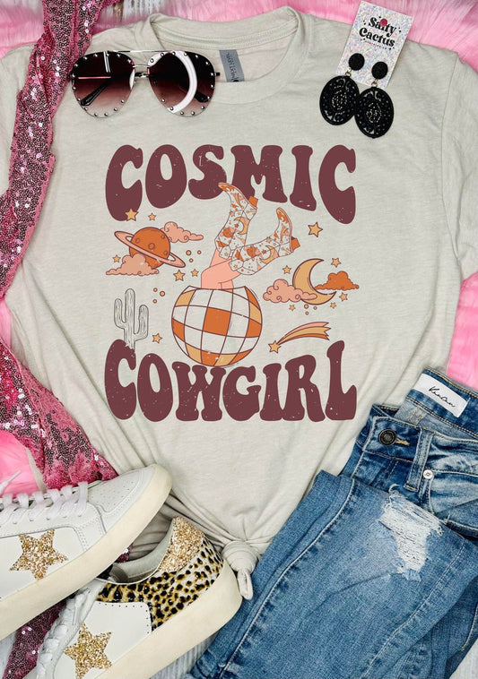 Cosmic Cowgirl Western Tan Tee