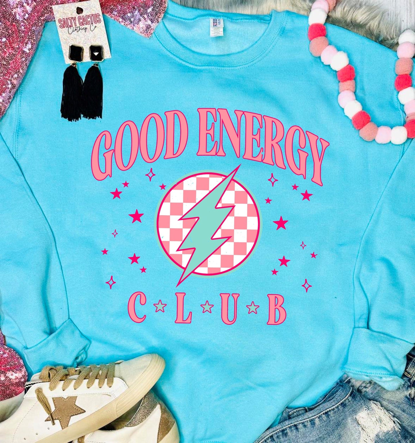 *DTF* Good Energy Club Scuba Blue Sweatshirt