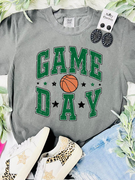 *DTF* Game Day Basketball Colored Stars Grey Comfort Colors