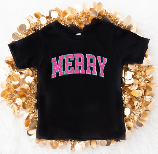 *DTF* Merry Pink Black Tee