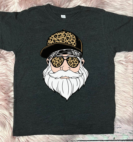 *DTF* Santa Leopard Trucker Hat Dark Grey Tee