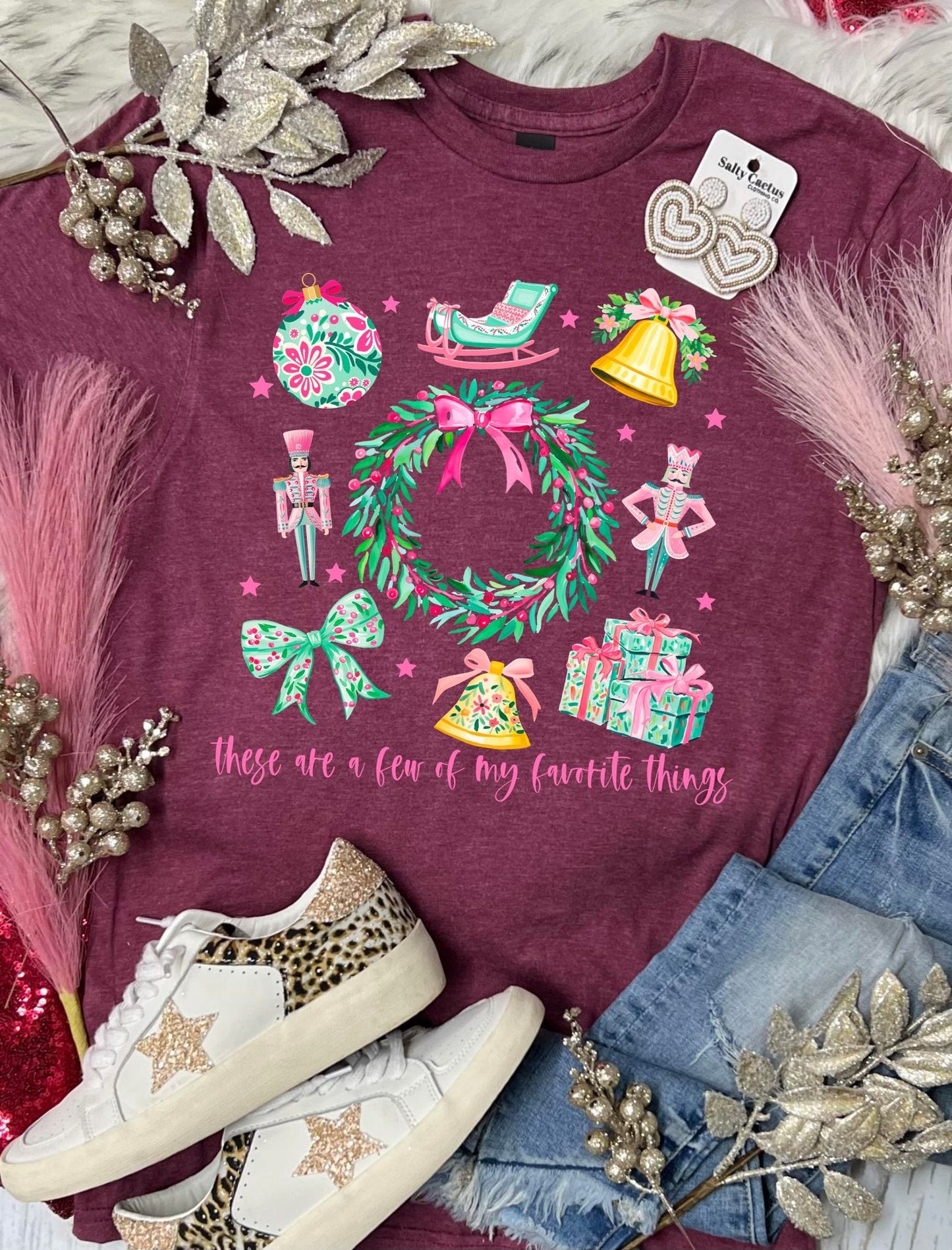 *DTF* These Are A Few Of My Favorite Things Christmas Maroon Tee