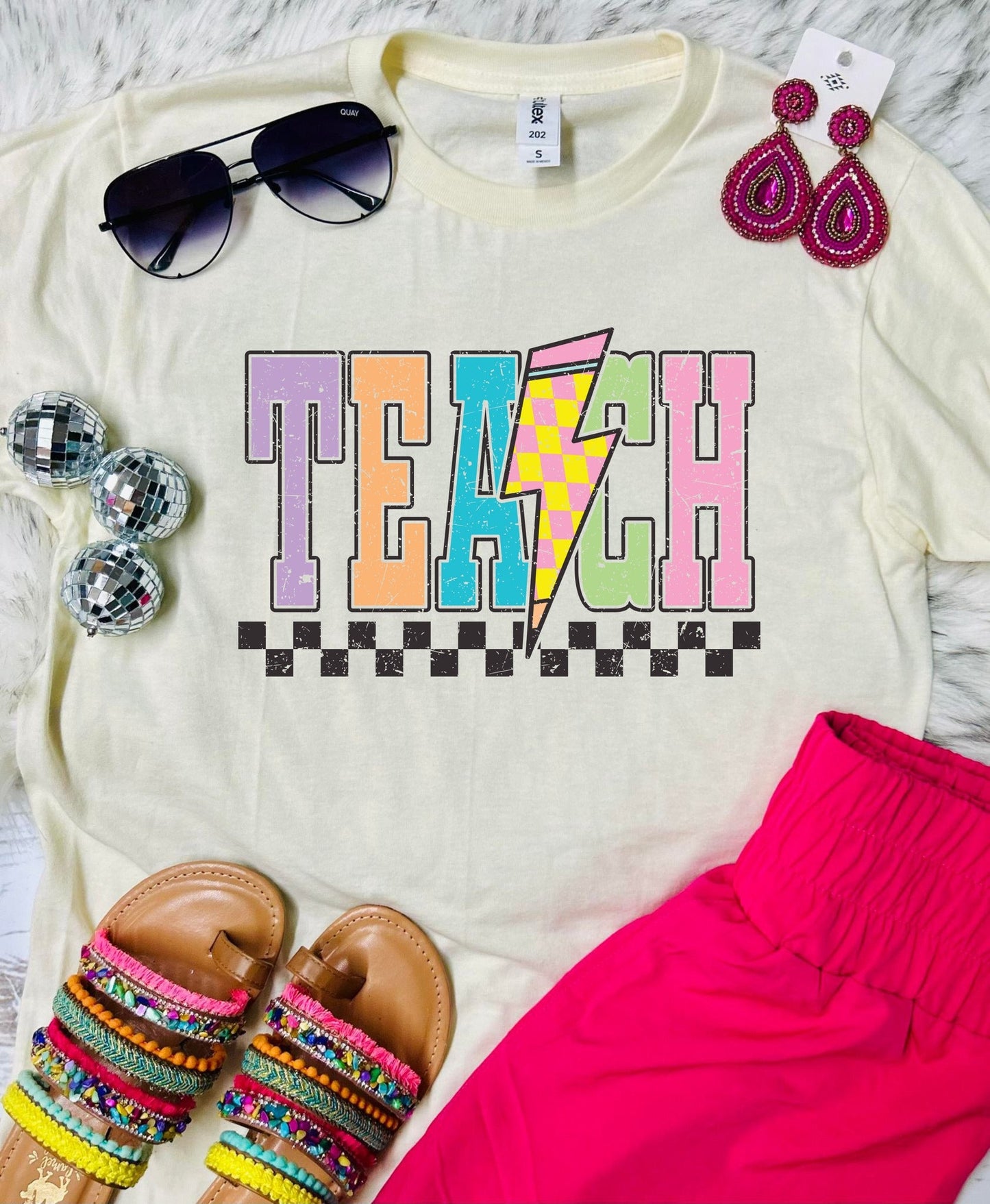 *DTF* Teach Colorful Pencil Natural Tultex Tee