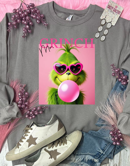 *DTF* My Grinch Pink Bubble Rock Sweatshirt