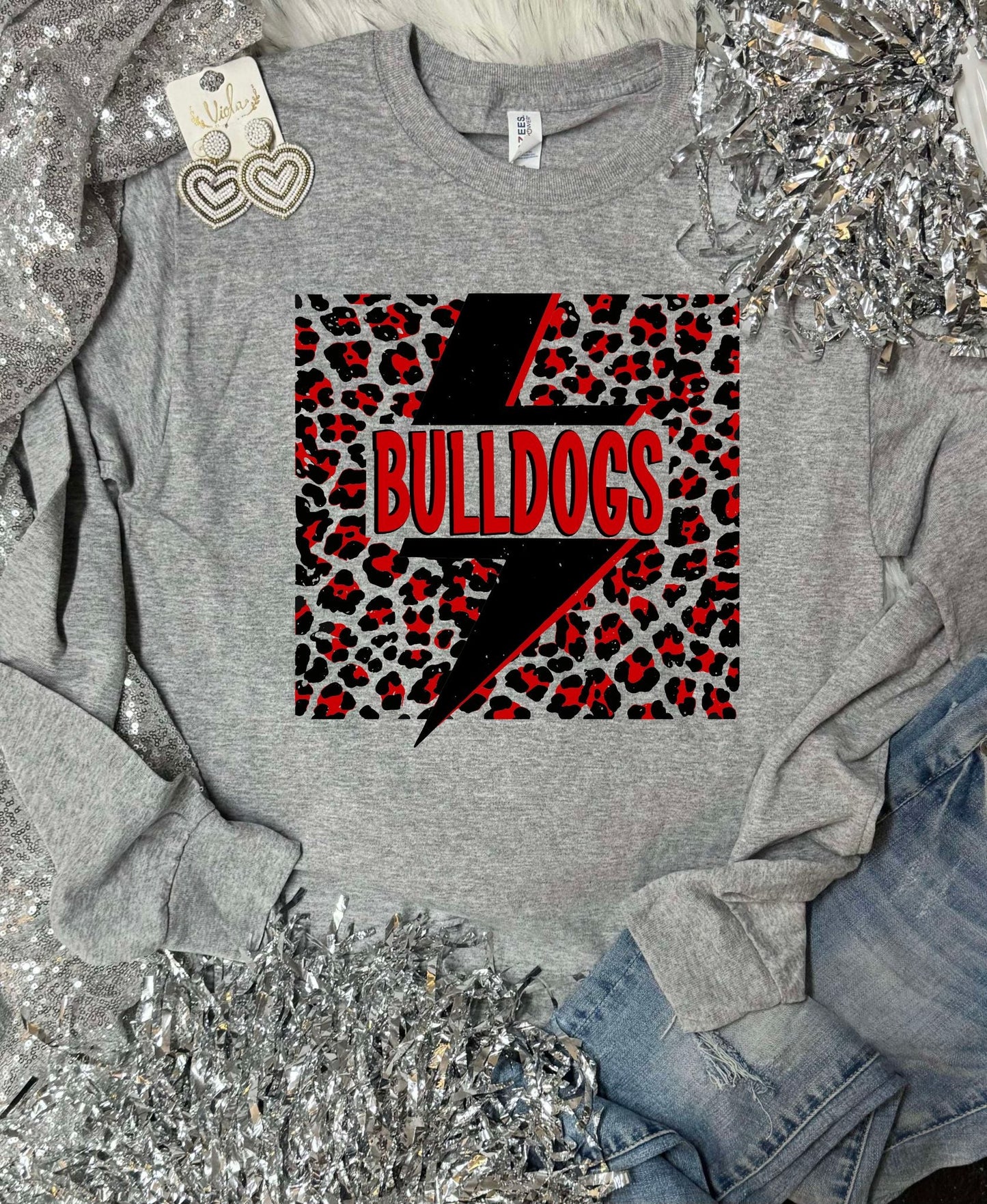 *DTF* Spirit Bolt Leopard Square Sport Grey Long Sleeve Tee