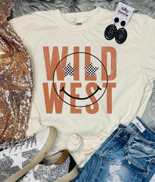 *DTF* Wild West Checkered Star Eyes Ivory Comfort Color