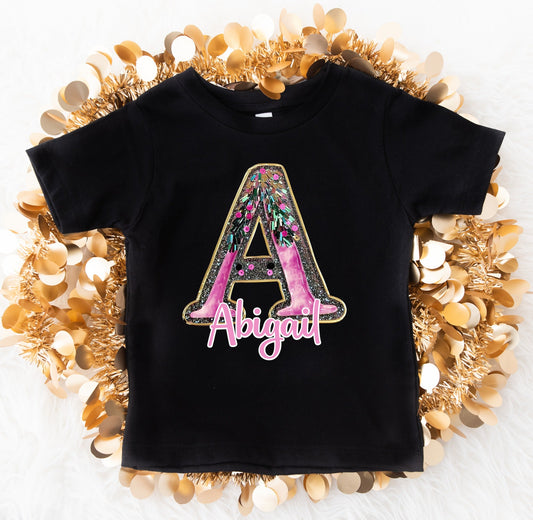 *DTF* Girly Glam Name Black Tee