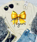 *DTF CUSTOM* Glittery Bow Spirit Ivory Comfort Color Tee