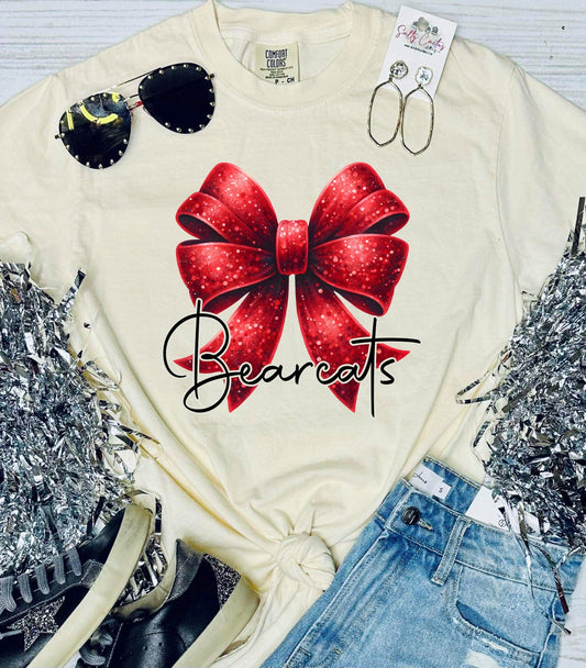 *DTF CUSTOM* Glittery Bow Spirit Ivory Comfort Color Tee