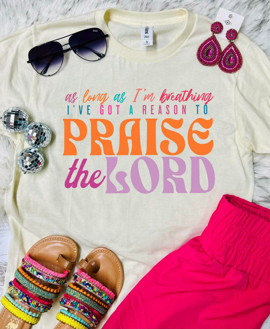 *DTF* Colorful Praise The Lord Natural Tultex Tee