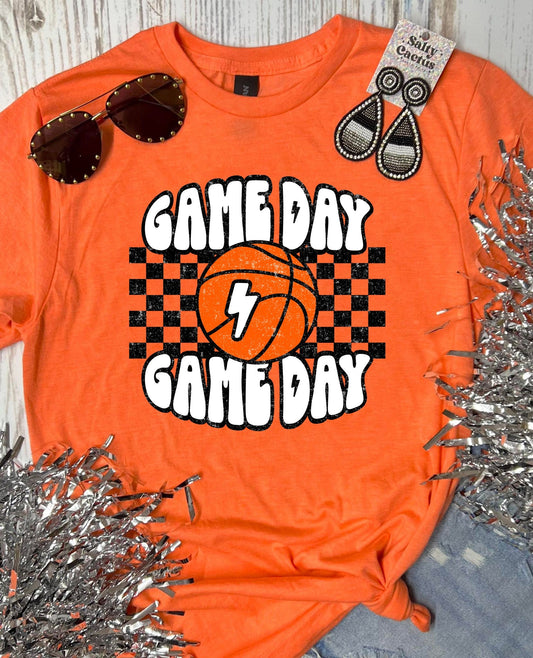 *DTF* Game Day Game Day Basketball Checkered Colorful Tees