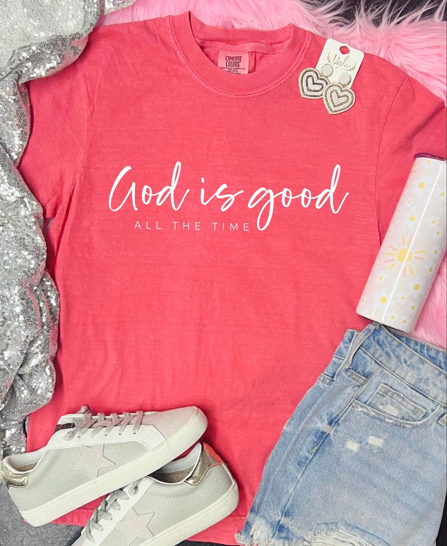 *DTF* New Words God Is Good All The Time Watermelon Comfort Color