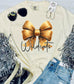 *DTF CUSTOM* Glittery Bow Spirit Ivory Comfort Color Tee