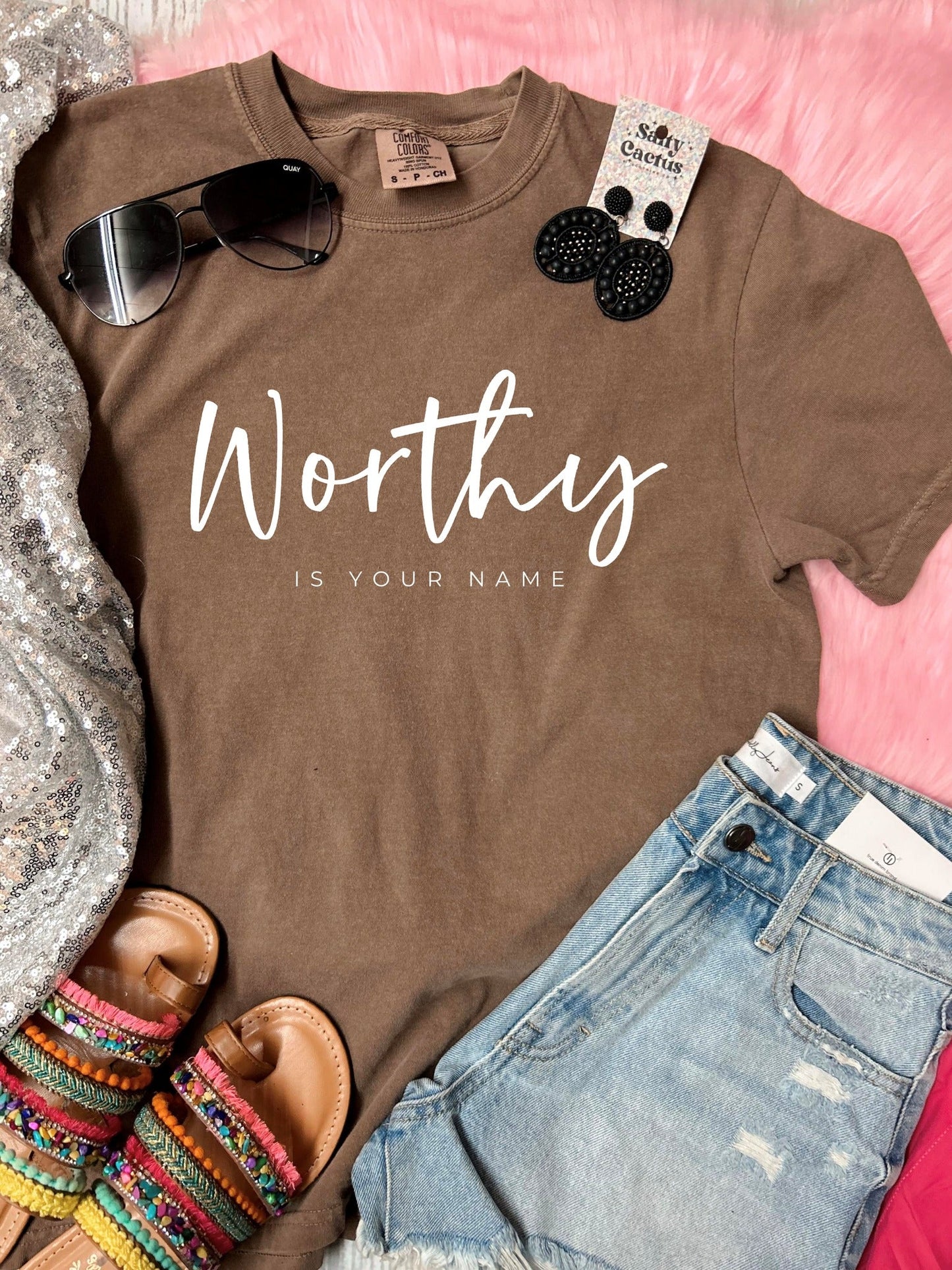 *DTF* Worthy Is Your Name Brown Comfort Color