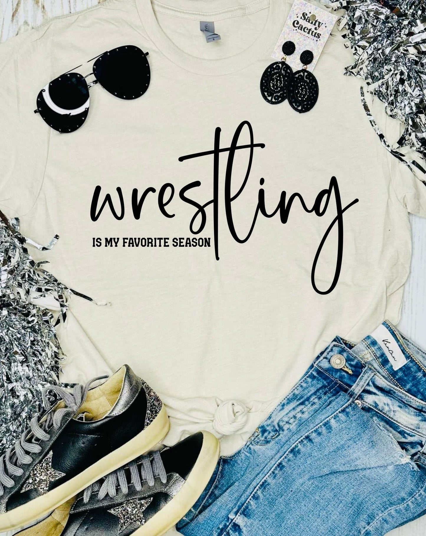 Wrestling Is My Favorite Season Tan Tee