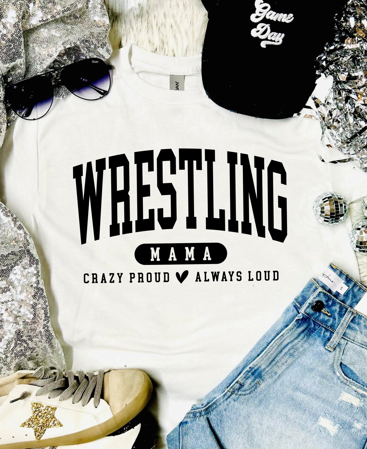 Wrestling Mama White Tee