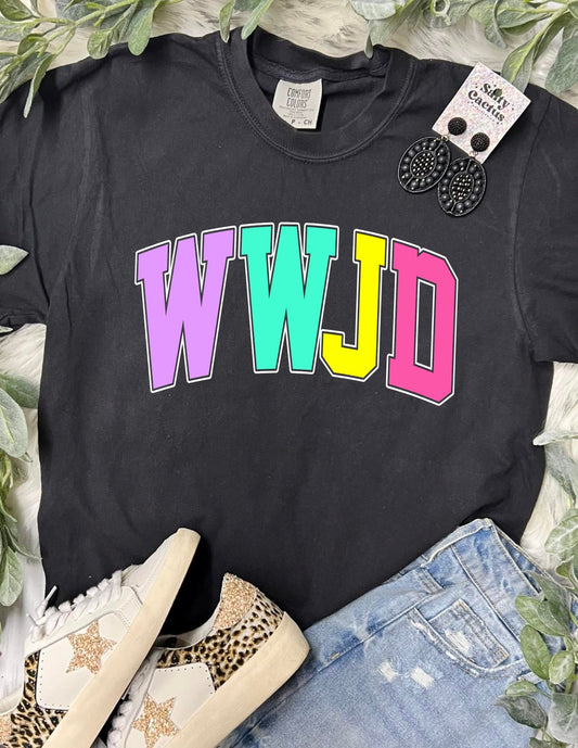 *DTF* WWJD Bright Colors Black Comfort Color