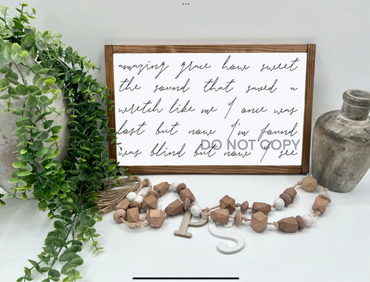 AMAZING GRACE  - White/Thick/E. Amer. - Wood Sign