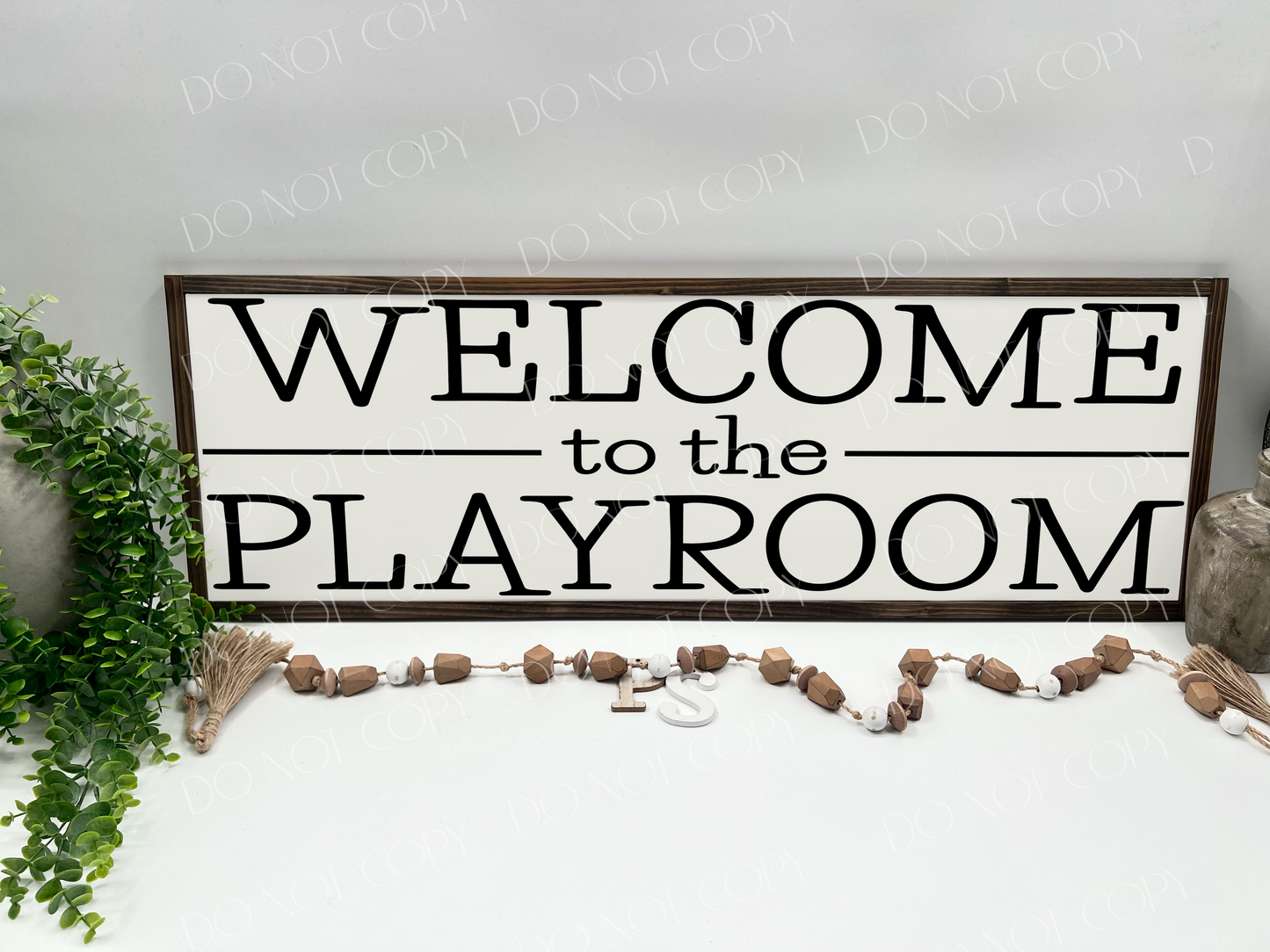 Welcome To The Playroom - White/Thick/Kona - Wood Sign