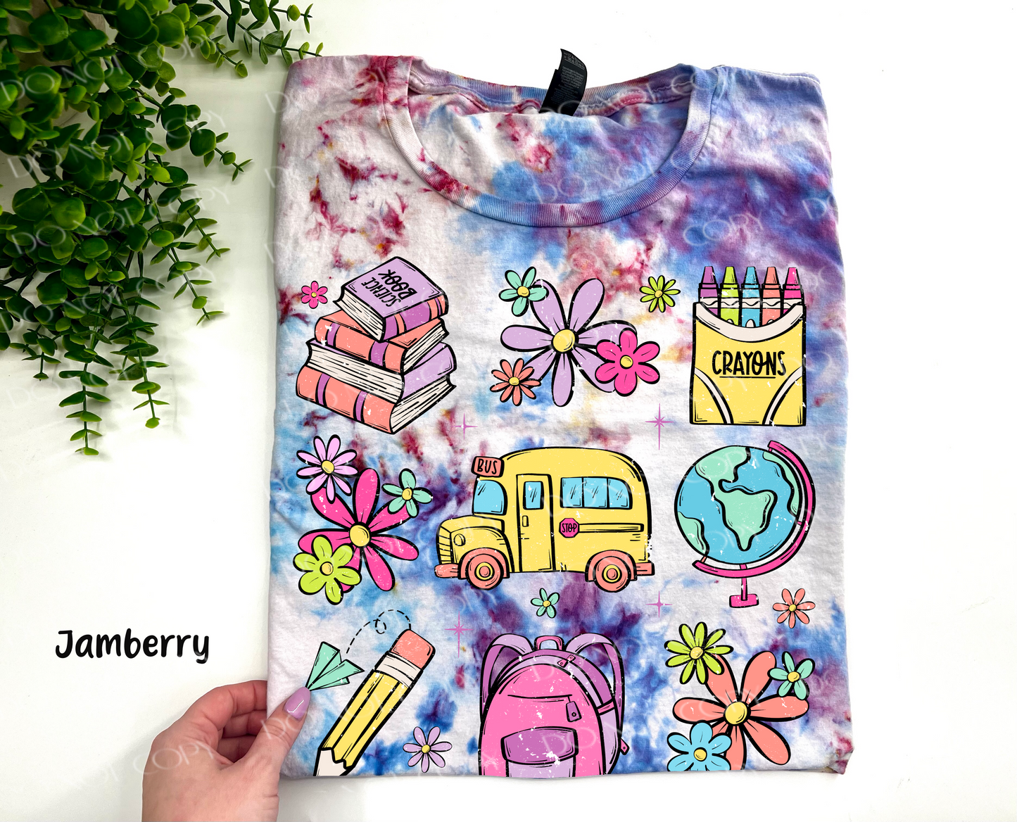 **CUSTOM GRADES** School Collage 1 - Jamberry Ice Dyed Tshirt - YOUTH & ADULT