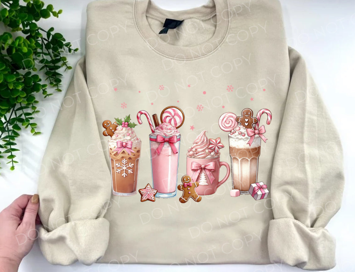 Pink Christmas Coffee - Sand Sweatshirt