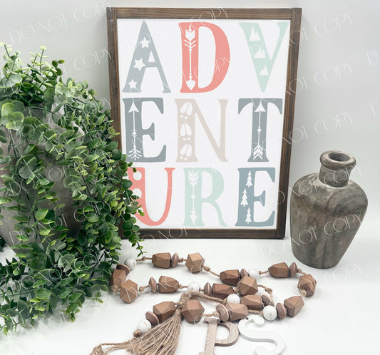 Adventure Neutral Colors - White/Thick/W. Gray - Wood Sign