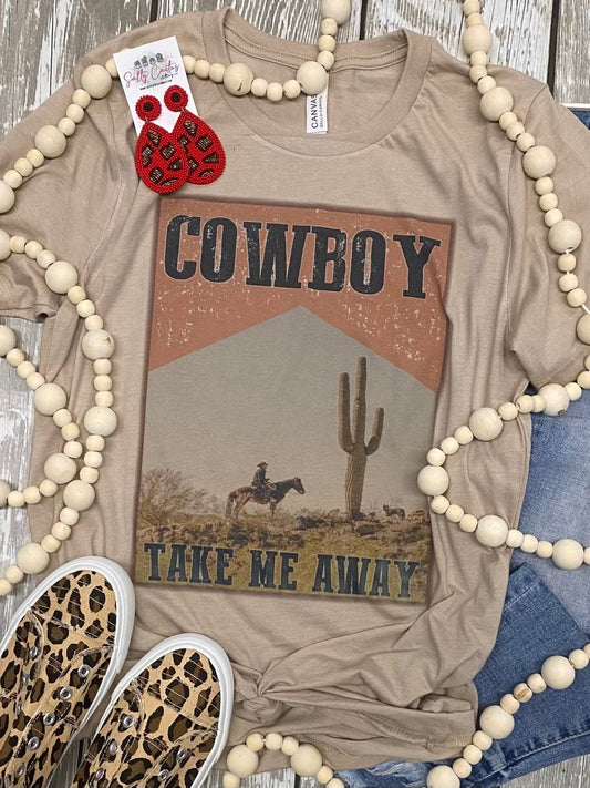 Cowboy Take Me Away Tan Tee