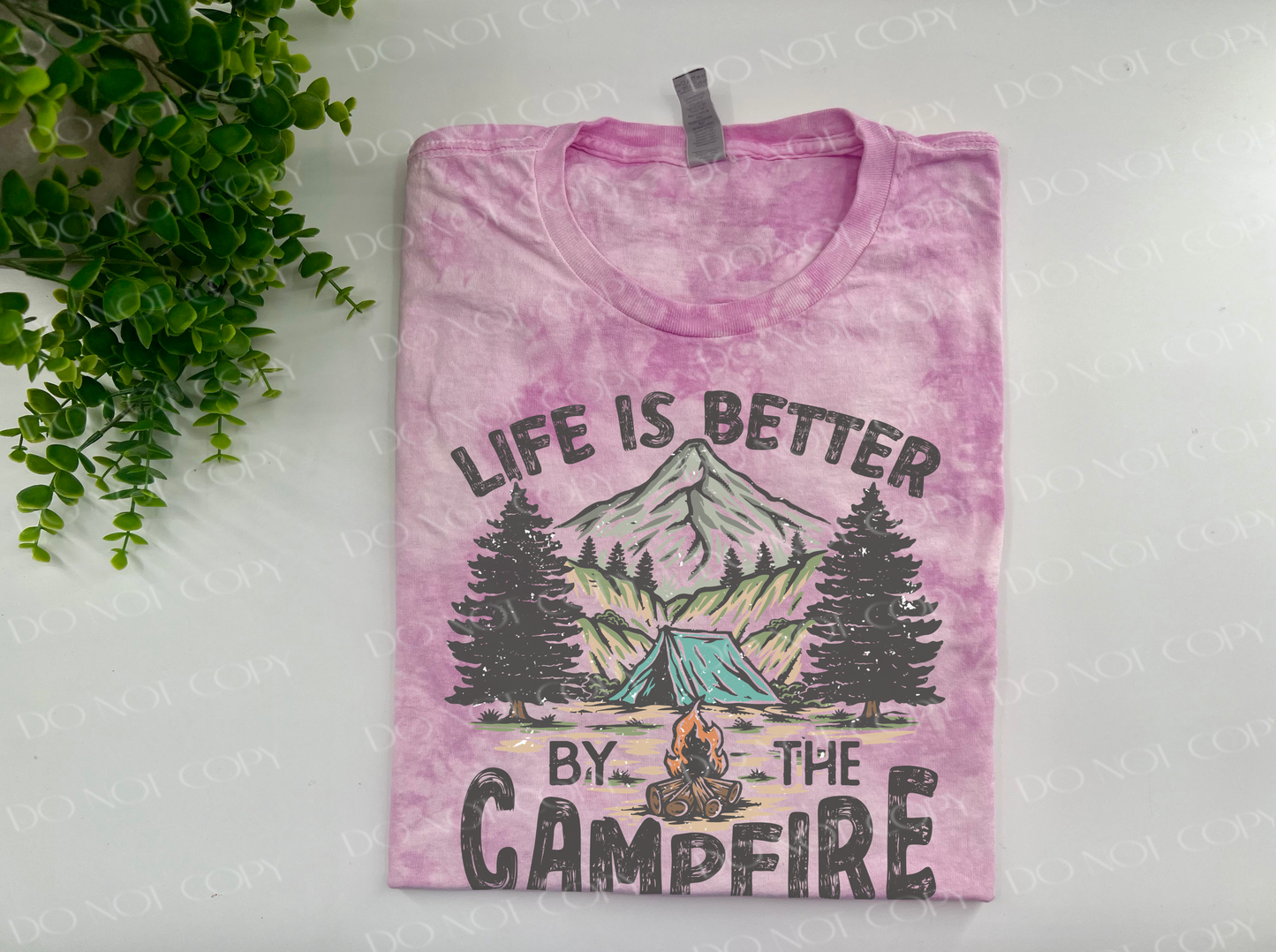 Life Is Better By The Campfire - Lilac Crystal Dyed Tshirt