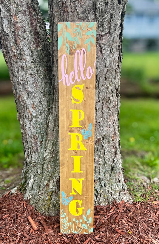 Hey There Sunshine/Hello Spring - E. American - DOUBLE SIDED - Porch Sign