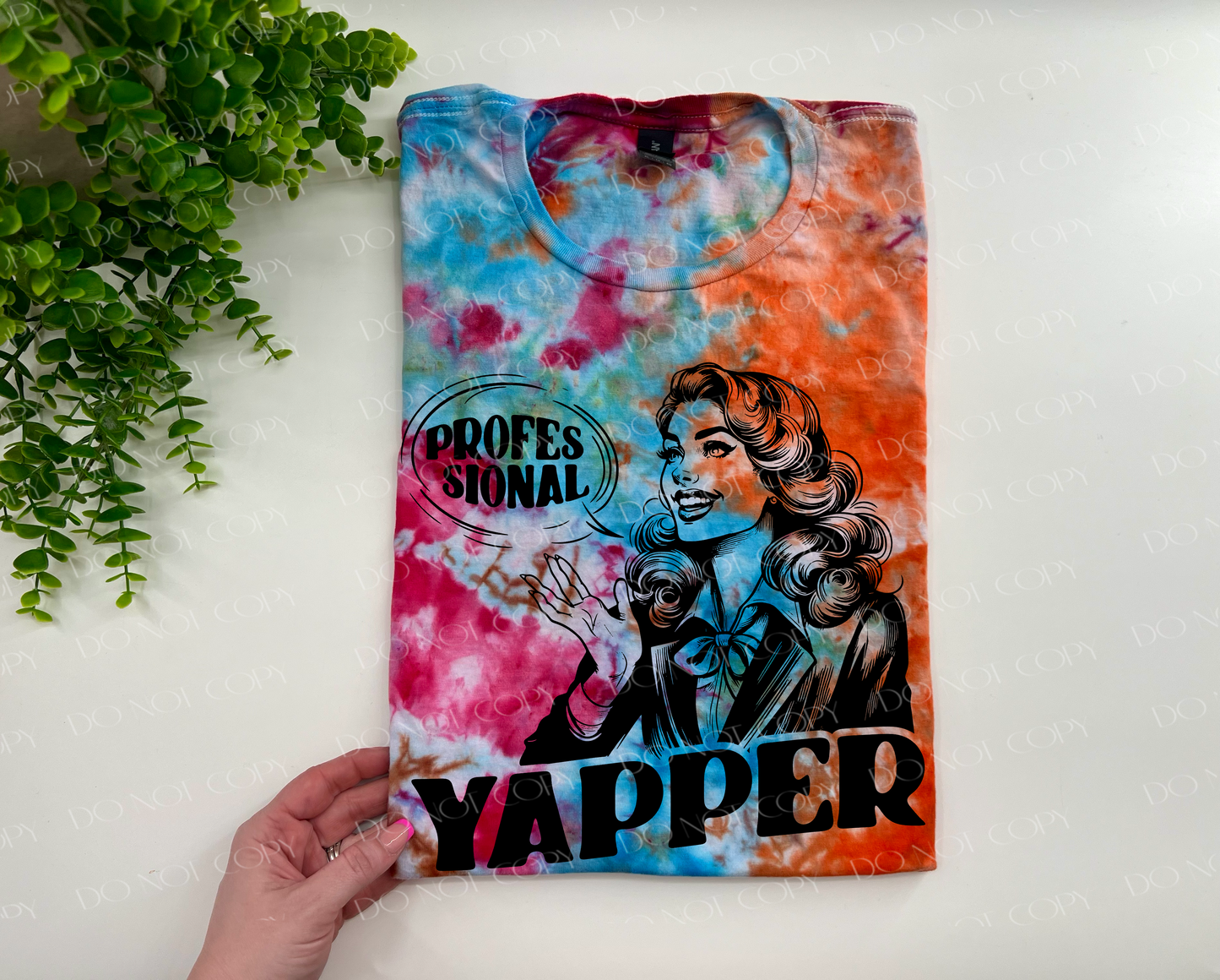 Professional Yapper Vintage Lady - Frankly Loved Ice Dyed Tshirt - YOUTH & ADULTo