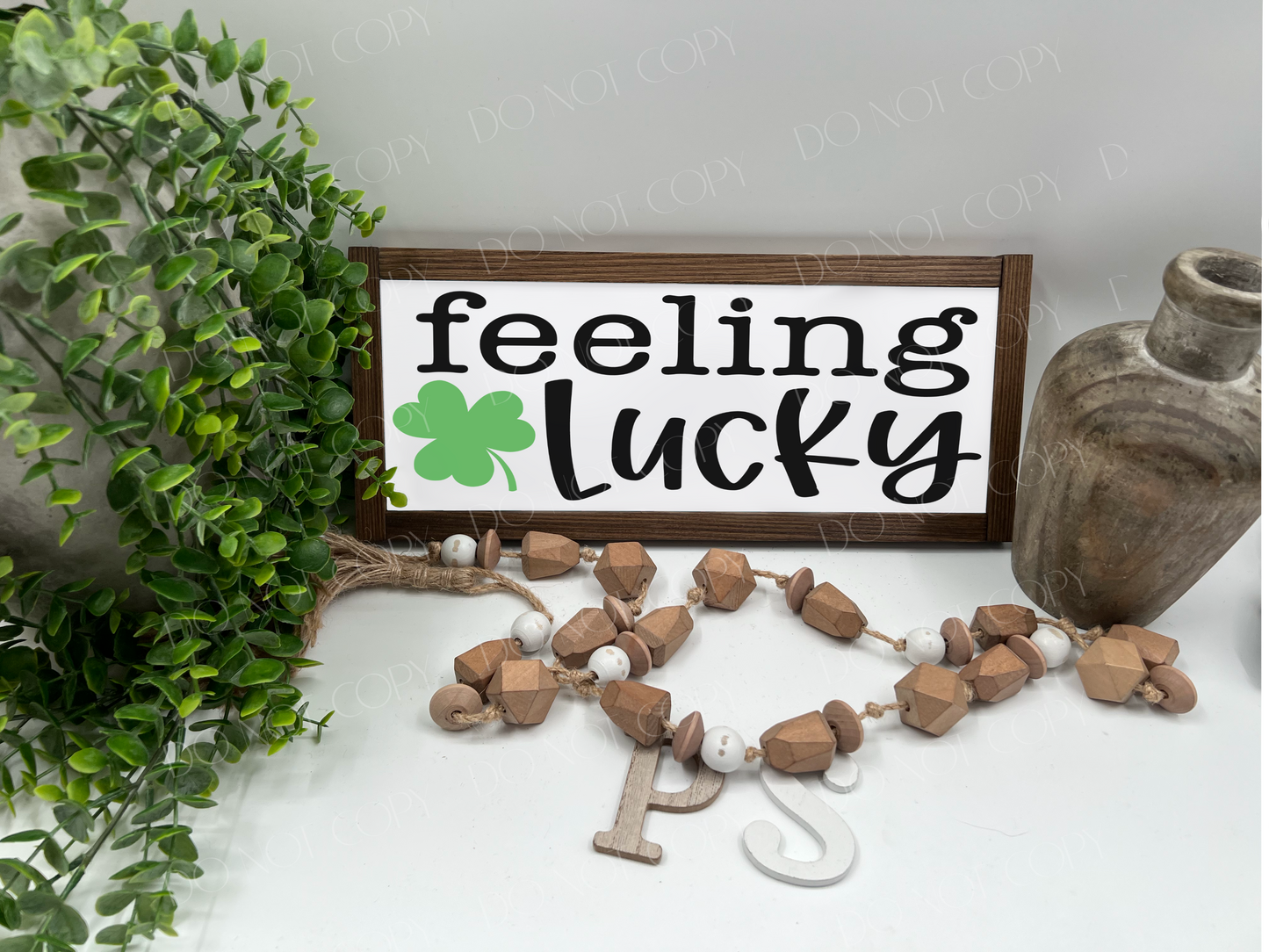 Feeling Lucky - White/Thick/Kona - Wood Sign