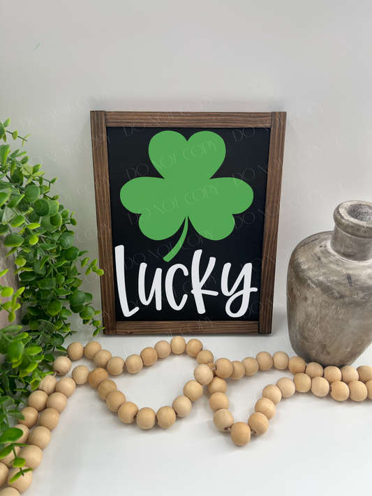 Lucky Shamrock - Blck/Thick/Kona - Wood Signa