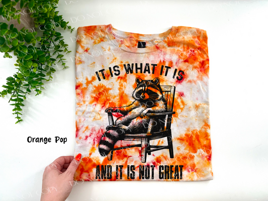 It Is What It Is And It Is Not Great - Orange Pop Ice Dyed Tshirt - YOUTH & ADULT