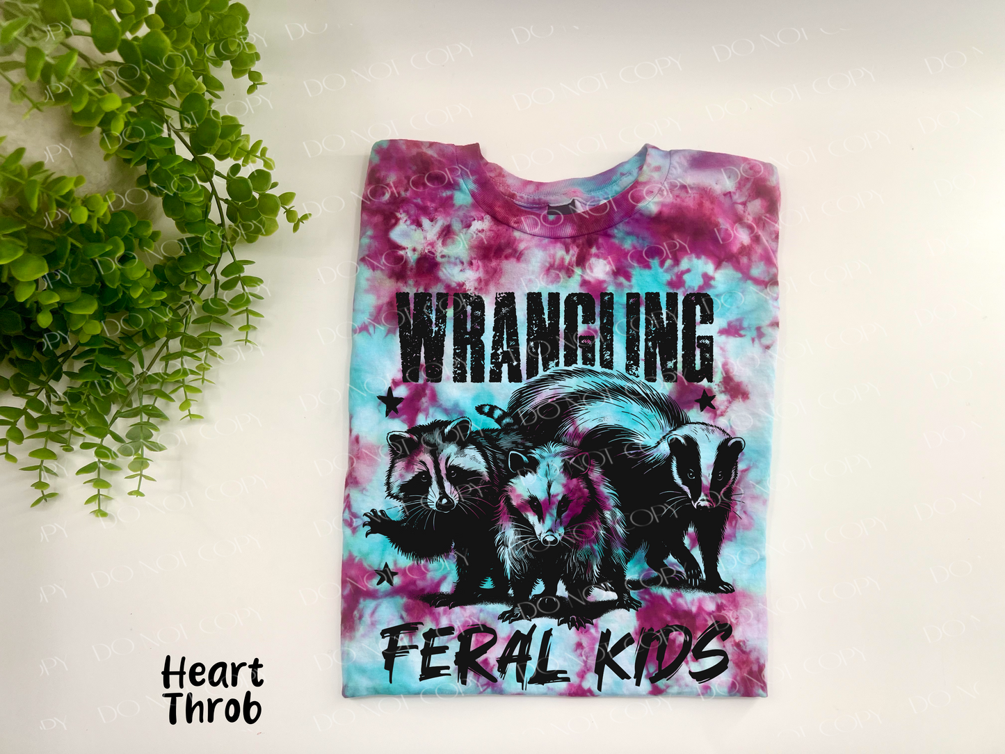 Wrangling Feral Kids - Heart Throb Ice Dyed Tshirt - YOUTH & ADULT