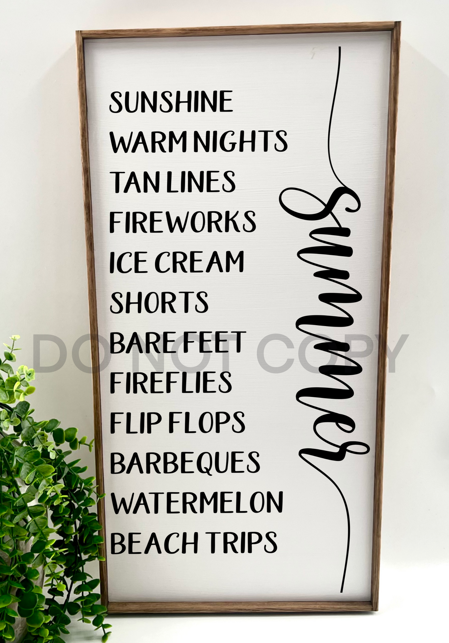 Summer - White/Thick/E. Black - Wood Sign