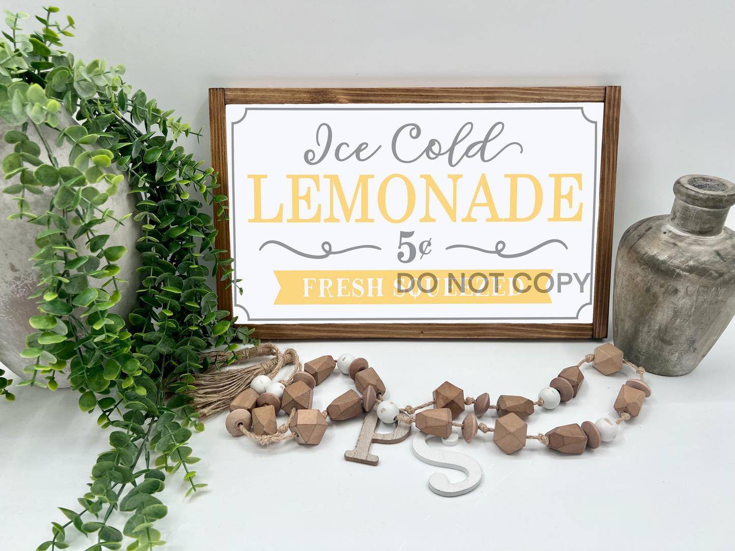 Ice Cold Lemonade   - White/Thick/E. Amer. - Wood Sign