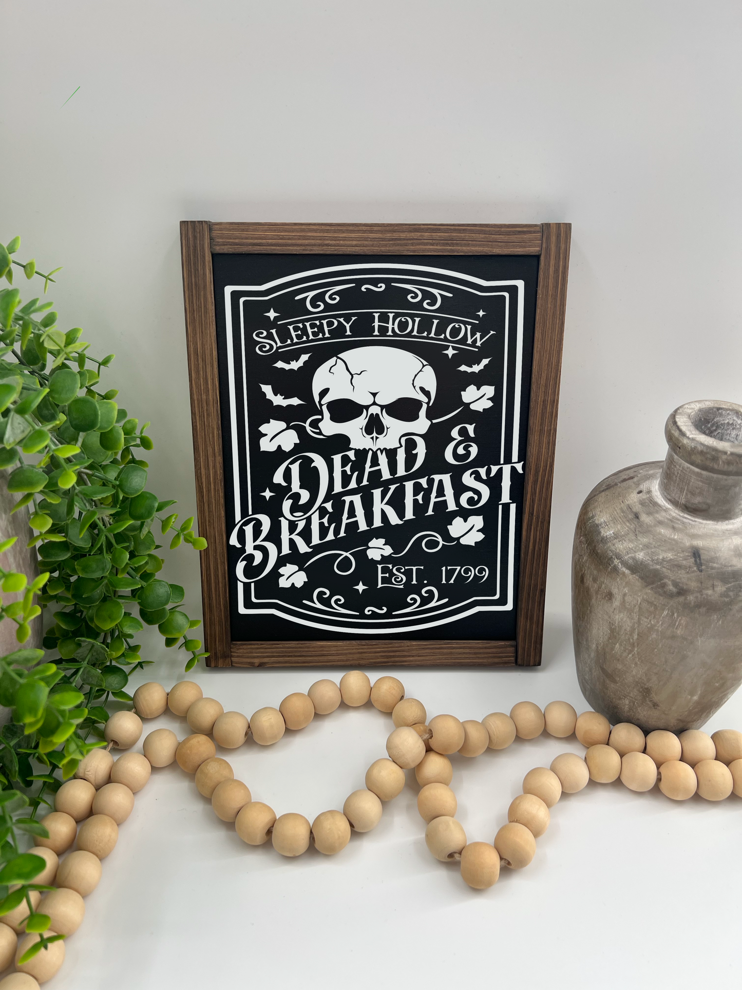 Dead Breakfast - Black/Thick/Kona - Wood Sign