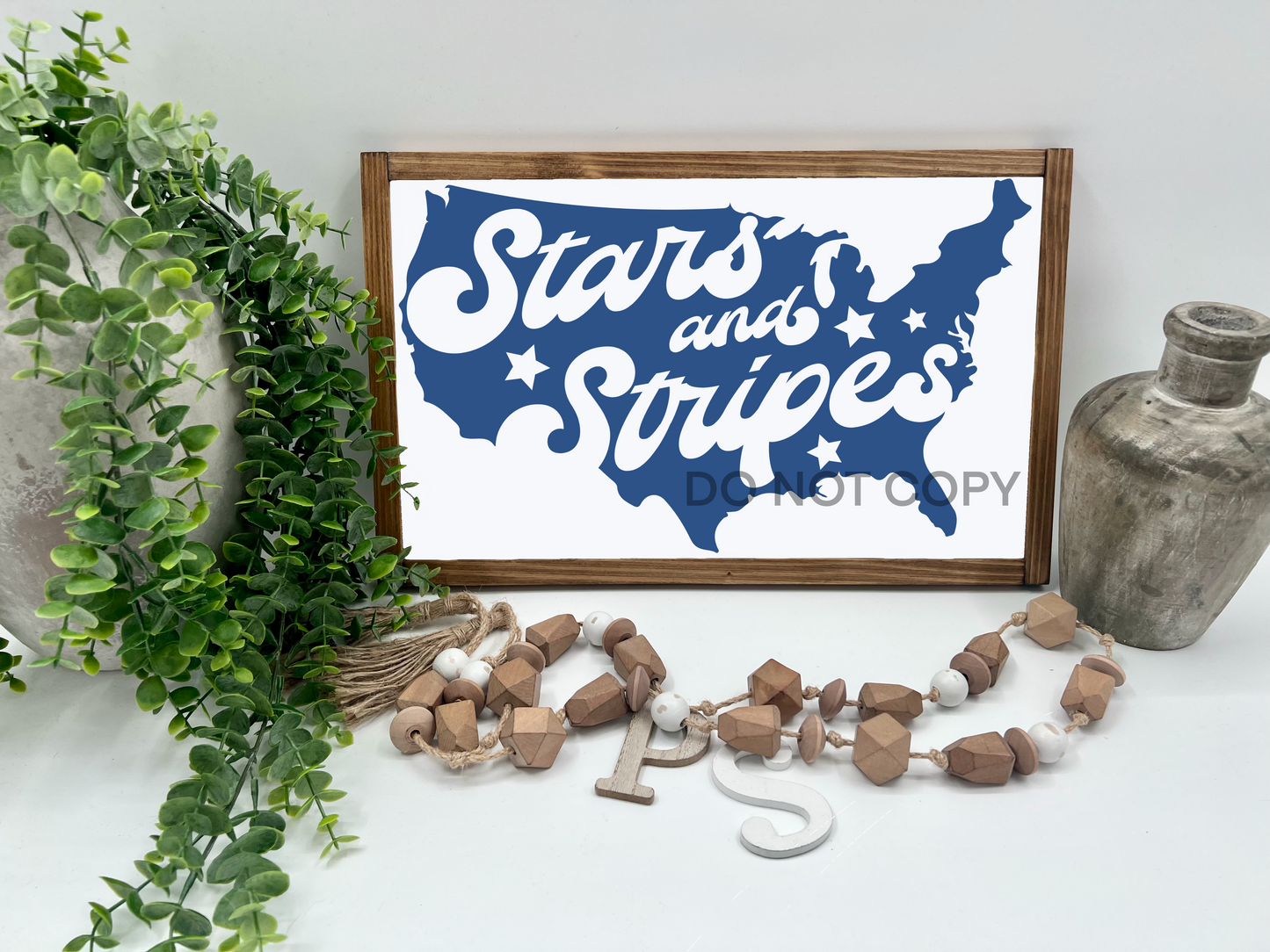 Stars & Stripes   - White/Thick/E. Amer. - Wood Sign