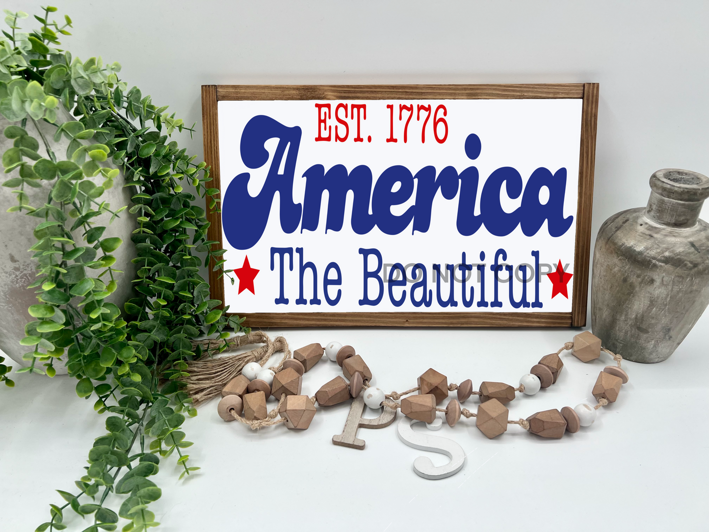 EST 1776   - White/Thick/E. Amer. - Wood Sign