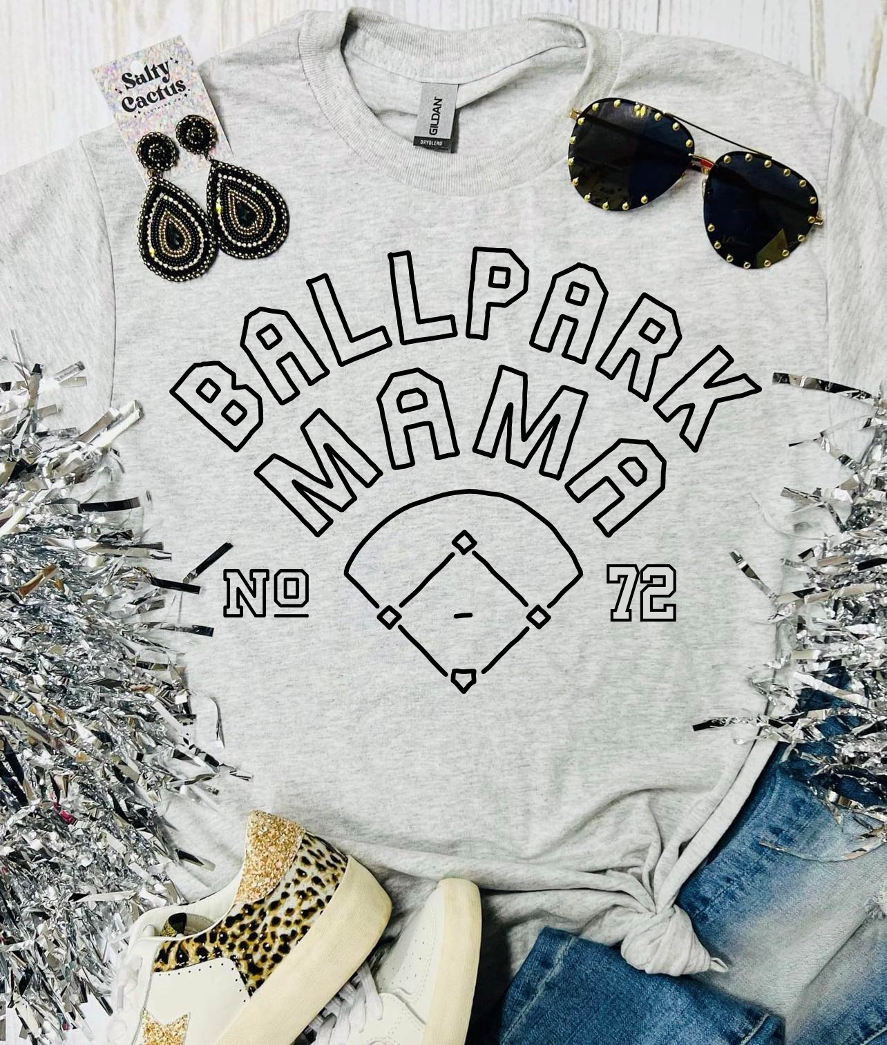 Ballpark Mama Number Ash Grey Tee