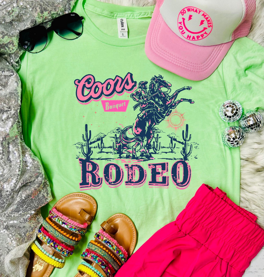 Coors Banquet Rodeo Neon Neo Mint Tee